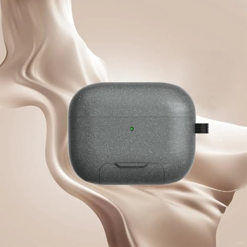 Coque AirPods Pro 1 rigide grise de haute qualité avec mousqueton et béquille de support