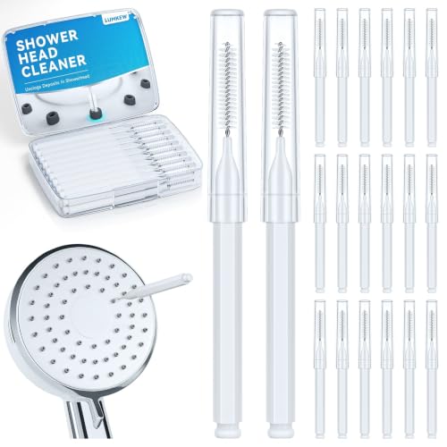Lumkew Shower Head Cleaning Brush for Small Hole,Multifunctional Shower Head Cleaner Tool Anti-Clogging Nozzle with Storage Boxes, Showerhead Cleaning Brushes Picks for Household Bathroom, White