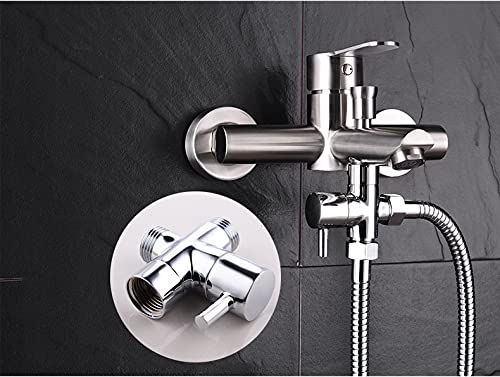 3-Wege Duscharm-Umstellventil G1/2 Messing Gebürstetes Nickel | Für Handbrause & Festen Duschkopf | Universal Duschsystem