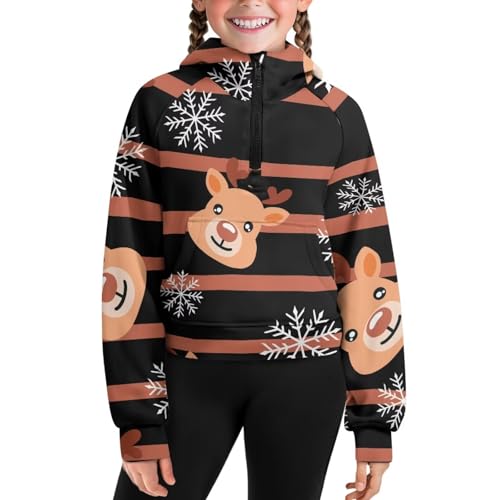 Graphic Sweatshirt Cute Hoodies for Teen Girls Zip Up Hooded Pullover Fall Outfits with Pockets forHoliday 5-14