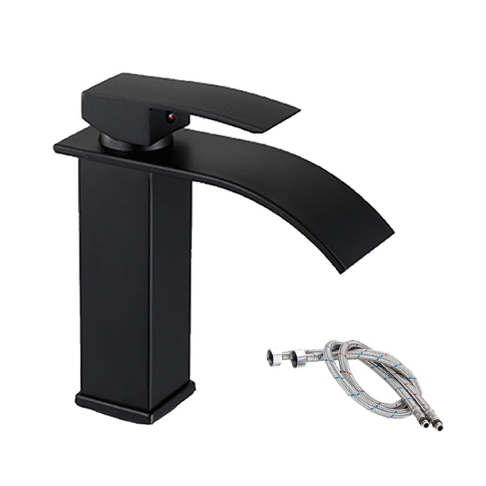 Robinet de lavabo cascade noir pour salle de bain moderne