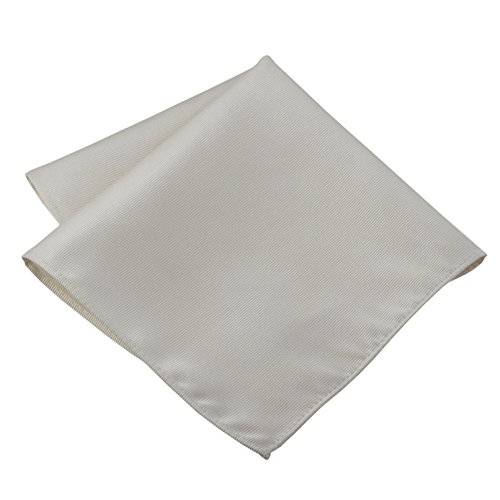 100% Silk Woven White Pocket Square Handkerchief by John William