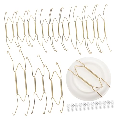 VINTORKY 12pcs Decorative Plate Wall Holders Invisible Plate Hangers for Vertical Display Sizes with No Trace Hooks for Plate Wall Mounting