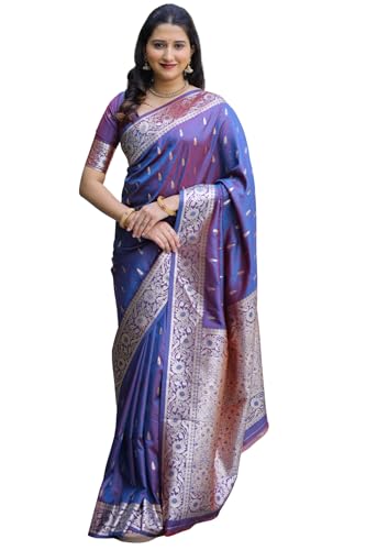 Image of SGF11 Women's Kanjivaram Pure Soft Silk Saree For Women Pure Golden Zari With Blouse Piece