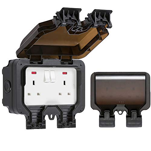 Knightsbridge OP9N Outdoor Weatherproof Double Socket, Black
