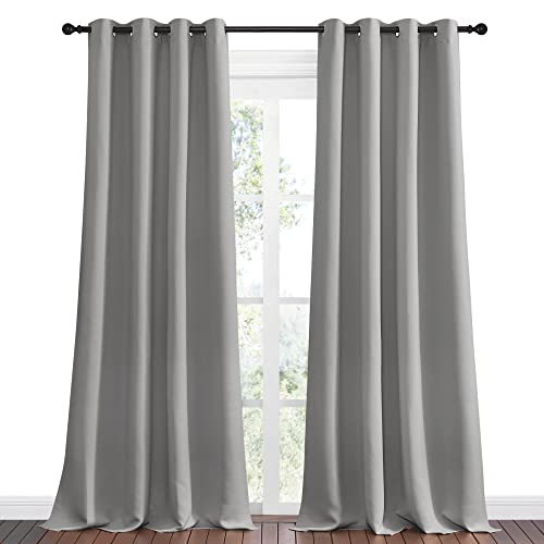 Image of NICETOWN Silver Grey Room Darkening Curtain Panels 96 inch Long for RV, Play Room, Studio, Heat Block Out and Keep Warm Drapes Window Treatment Drapes for Doorway Entryway Patio (55 inch Width, 2 Panels)
