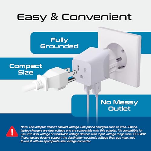 Image of Ceptics Schuko, Germany, France, Spain Travel Adapter Plug with Dual USB - USA Input Type E /F - Ultra Compact Perfect for Cell Phones, Laptop, Camera Chargers, iWatch, iPad, iPhone and More (CTU-9)