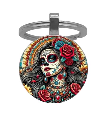 Porte-clés, bijou de sac santa muerte calavera tête de mort, tradition mexique.