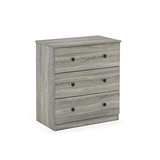 Furinno Tidur Simple Design Dresser, 3-Tier Knob, French Oak Grey