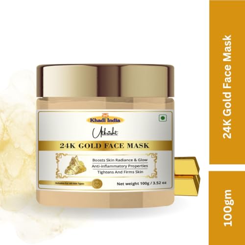 Image of Khadi 24K Gold Face Mask 100g | Pure, Natural | For Skin Radiance & Glow | Glowing, Brightening & Anti Aging | Removes Dirt & Impurities | All Skin Types | Gold Face Mask for Men & Women