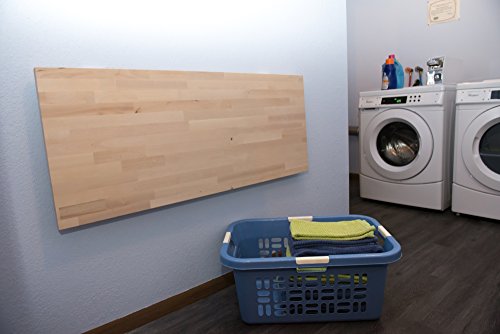 The Quick Bench By Latitude 59, Wall-Mounted Folding Workbench With Butcher Block Solid Wood Top (20”X48”) – Clear Uv Finish #TOP4