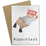 Mr. & Mrs. Panda Personalisierte Grußkarte Bär Tauchen - Geschenke, Diving, Karte, Geburtstagskarte, Glückwunschkarte, Selbst Gestalten, Tauchschule, Schnorcheln, Sportart, Hochzeitskarte, Tauchgang