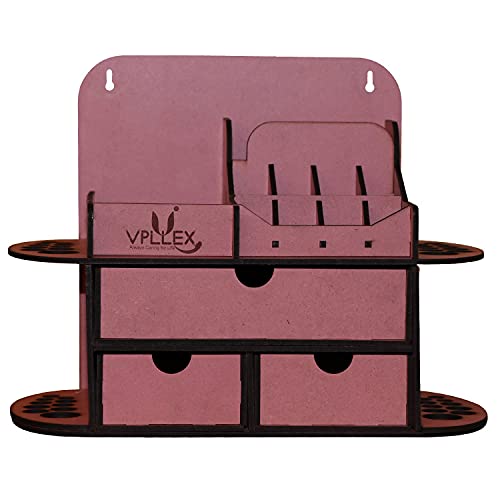 LAVNIK MDF Wooden Desktop Organizer Drawer Organizers Tabletop Storage Cabinet Stepped Rack Multiple Compartments 3 Tier Drawers Makeup Accessory Jewelry Sorter Display Box for Home