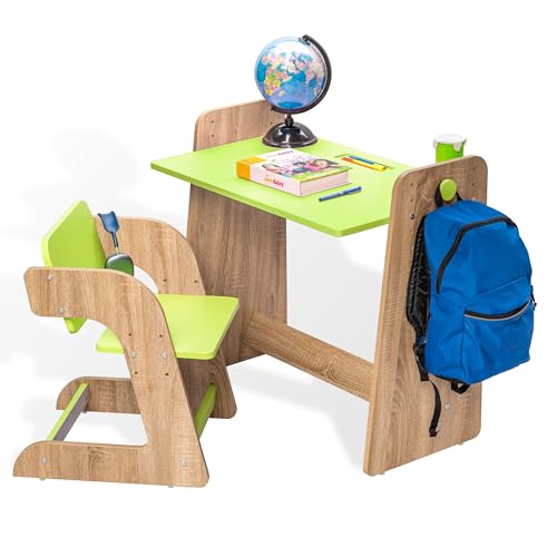 Image of Alex Daisy Texas Height Adjustable Kids Study Table & Chair Set | Non-Toxic Safe Material | Soft Coated Premium Finish | Engineered Wood Kids Study Desk (Green)
