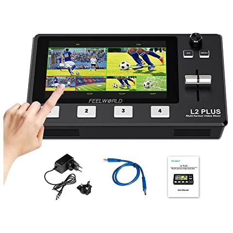 FEELWORLD L2 PLUS Multi-camera Video Mixer Switcher 5.5" LCD Touch Screen 4 x HDMI Inputs PTZ Control Chroma Key USB3.0 live streaming Cover