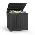 Mars Villa 31 Gallon Deck Box, Outdoor Storage Box Waterproof, Outside Resin Storage Bin for Outdoor Patio Furniture Cushion, Pool Supply, Garden Tool, UV-Resistant and Weatherproof, Black