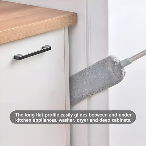 Image of Gap Cleaning Duster with Extendable Handle (Up to 150 cm) - Flexible Microfiber Dust Cleaner for Under Bed, Sofa, Fridge & Narrow Spaces - Washable Flat Dust Mop for Home Cleaning