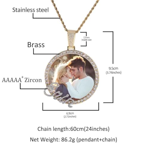 LATEEFAH Circle Chain Large Custom Photo Necklace Personalized Picture Pendant Necklaces for Men, Women Customized Memorial Photo Pendant2