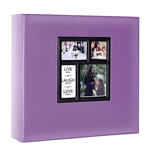 Lanpn Photo Album Self Adhesive, Sticky Photo Picture Albums Ring-Binder with Leather Cover