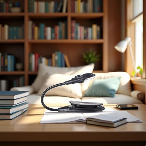 Image of Black Book Lamp Mini Clip On Bendable Travel Bedroom Clamp Dorm Reading Light Book Lights Novelty Lighting,Lighting and Ceiling Fans