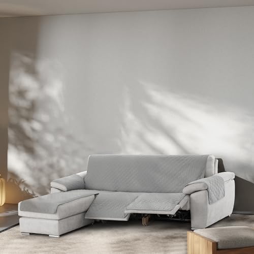 Milica Housse Canapé Relax 240 cm Réversible Matelassée Gris