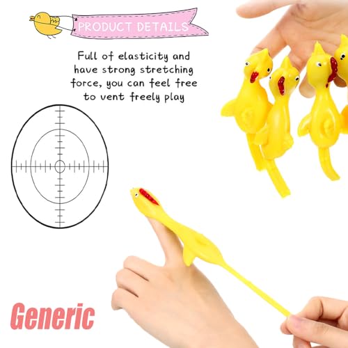 kuyi 30 Pieces fingertip Rubber Chicken Slingshot Chicken Stretching Flying Chicken Finger Stretchy Flick Flying Chicken Toy Novelty Catapult Chicken Chicken Flick Toy Kids Party Flying Chicken