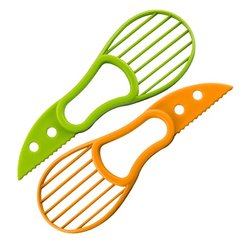 Kitchen Theory 3 in One Avocado Slicer with Food Grade BPA Free Plastic and Stainless-Steel Pitter - Multipurpose Ergonomic Kitchen Gadget for Hassle-Free Preparation - Dishwasher Safe - Pack of 2