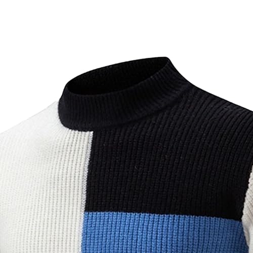 Men's Crewneck Color Block Jumper Color Block Sweaters for Men Male Long Sleeve Comfort Sweater2