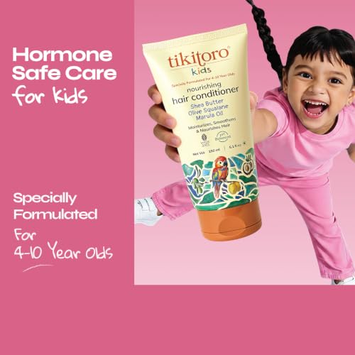 Image of Tikitoro Kids Nourishing Hair Conditioner with Shea Butter, Olive Squalane & Marula Oil | Gentle Detangling Conditioner | Smoothens & Hydrates | (Age: 4+) (150 ml x 1)