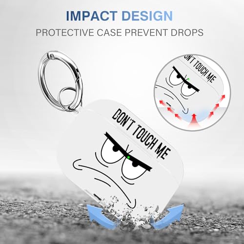 Image of for Airpods 3rd Generation Case,Don't Touch Me Cool Cover with Lanyard Big Eyes Cute Cartoon for Airpods 3rd Generation Case,Soft Shockproof Cover for Women Men-White