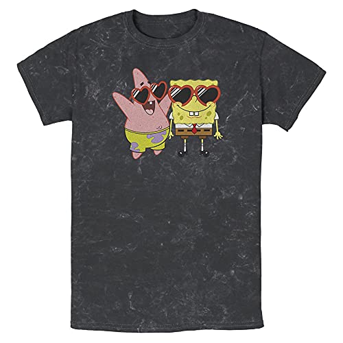T-shirt Bob l'Éponge et Patrick noir XL vêtement vintage imprimé cœur