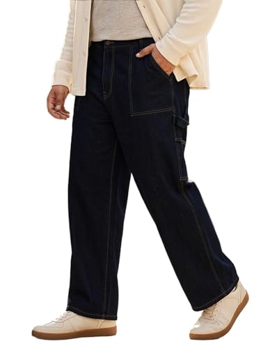 Image of Urbano Plus Men's Loose Mid Rise Baggy Fit Cargo Carpenter Jeans with 6 Pockets Non-Stretchable