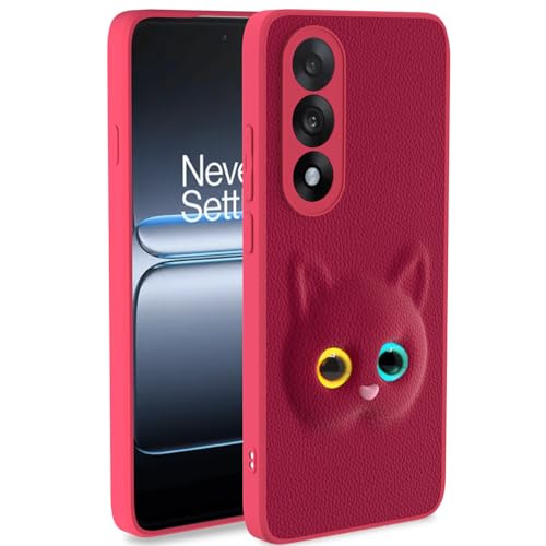 Image of Pikkme Back Cover for Oneplus Nord 5 5G | Cute Cat Leather Finish for Girls | Soft TPU | Bumper Case (Pink)