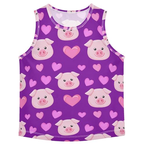 J JOYSAY Cartoon Heart Violet Boys Tank Top Sleeveless Muscle Shirts Quick Dry Kids T-Shirts 3-15T
