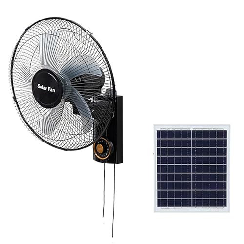 Ventilador de suelo, oscilante de pared para el hogar/ventilador solar, 5 aspas, 3 velocidades, silencioso, con oscilación de 90°, para dormitorio, garaje, cuarto de herramientas, taller, al