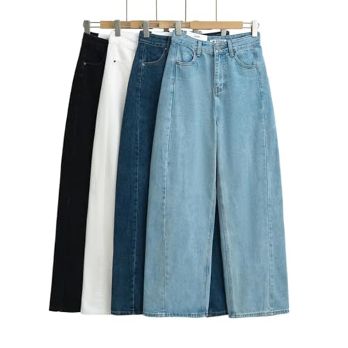 Women's Jeans High Waist Straight Wide Leg Solid Color Casual Denim Pants 2025 Summer2
