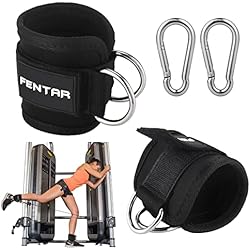 2 Pcs Ajustable Tobillera para Cable Máquina, Tobilleras Poleas Gym con Anillo en D Doble, Accesorios para Gym Cable, Cómoda Tobillera para Polea, Tobilleras Polea para Ejercitar Las Piernas Glúteos