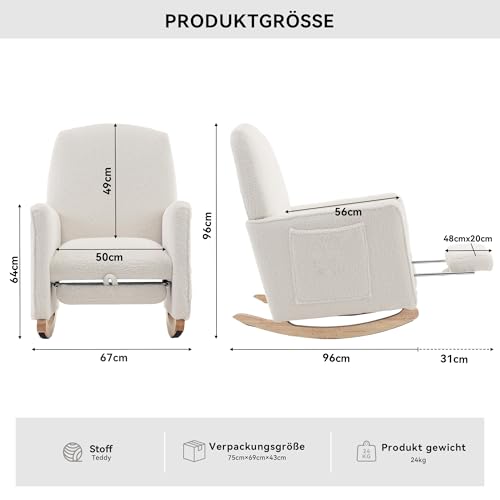 Fauteuil à bascule avec tabouret de salon au dossier haut 044 - 3