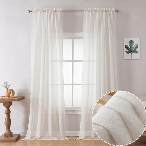 Catálogo para Comprar On-line Juegos de cortinas los 10 mejores. 49 OWENIE - Juego de cortinas transparentes de mezcla de lino de 96 pulgadas de largo, 2 paneles para recámara/sala de estar, cortinas de granja con bolsillo para barra de campo...