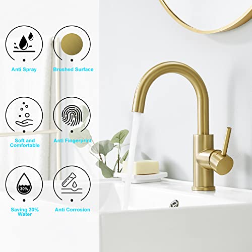 Crea Bar Sink Faucet, Sink Faucet Single Hole Gold For Bathroom Kitchen Campers With Deck Plate Prep Wet Utility Small Mini Outdoor Faucet Vessel Farmhouse Vanity Lavatory #TOP2