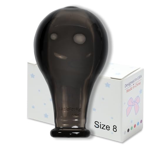 LittleForBig Adult Extra Large Size 8 Candy Gloss Colorful Transparent Pacifier Nipples - Outsize Replacement Big Teat Black