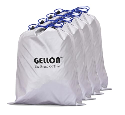 Image of Gellon 4 Pc Shoes Bag in Umbrella Cloth with Water Proof for Travel & Storage Travel Organizer for Women & Men Travel Accessories Shoes Cover Pouch for Travel Essentials in Silver Color