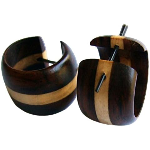 ISLAND PIERCINGS Kleine Ohrringe Creolen Kreolen 2-farbig Holz Handarbeit ER190 Cover