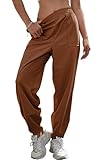 Jouica Women Corduroy Palazzo y2k Pants Wide Leg High Waist Casual Lounge Pant 2024 Travel Vacation Outfits,Orange,Large