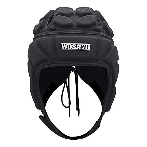 WOSAWE Goalkeeper Helmet Thickened EVA Padded Rugby Protector Adjustable Breathable Head Guard Gear for Soccer Football Skateboard Roller Skating (Classic M) Cover