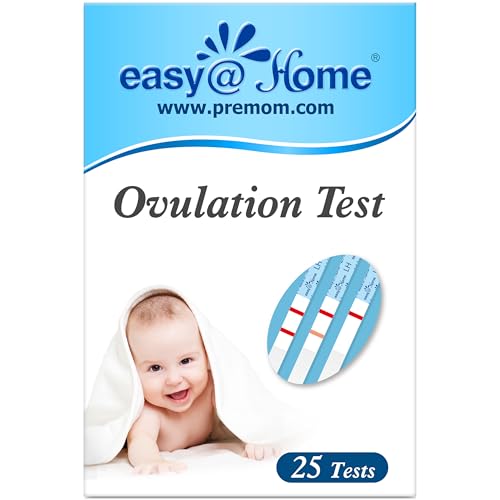 Easy@Home Ovulation Test Strips, 25 Pack Fertility Tests, Ovulation Predictor Kit, Powered by Premom Ovulation Predictor iOS and Android App, 25 LH Strips