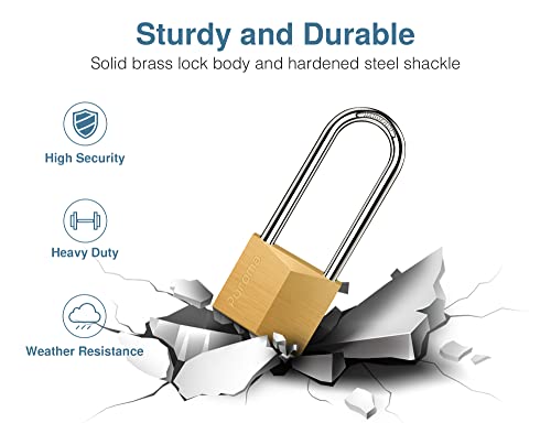 Puroma KP401 1 Pack Keyed Padlock Waterproof Solid Brass Lock, 2.6 Inch Padlock With Keys For Sheds, Storage Unit School Gym Locker thumb #5