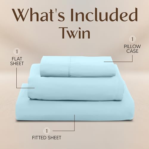 Image of Utopia Bedding Twin Sheet Set - 3 Piece Bed Sheets for Twin Size Bed, Soft and Breathable Microfiber, Includes 1 Fitted Sheet, 1 Flat Sheet and 1 Pillowcase - Oeko Tex (Ice Blue)