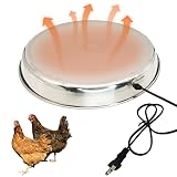Hamiledyi Poultry Waterer Heater, Chicken Drinker Stainless Steel Base, Automatic Waterer for Winter
