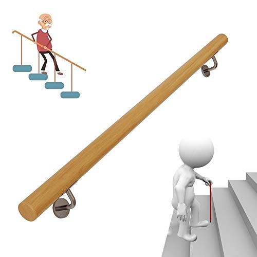 Main courante d'escalier en bois antidérapante et barre de support murale